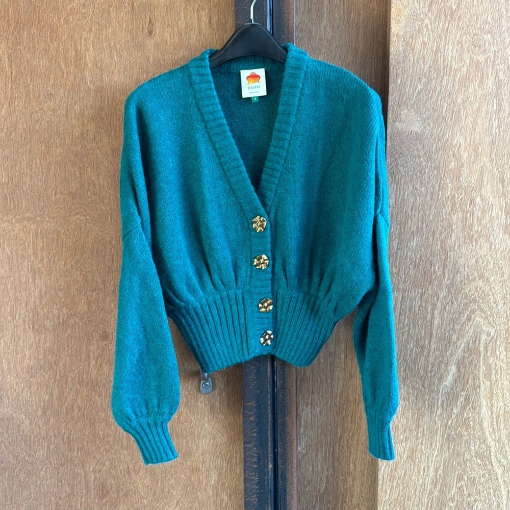 Farm Rio emerald bubble knit sweater